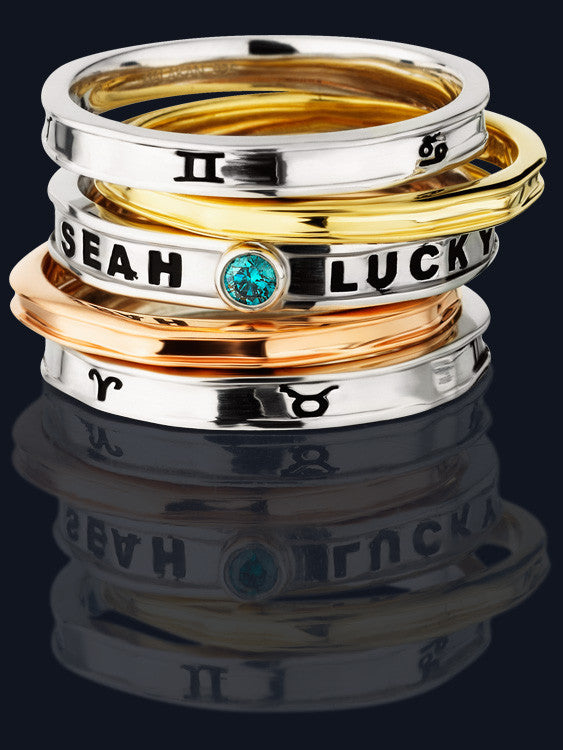 LUCKY Unisex Silver / Gold 5 Ring Set RG-Set5